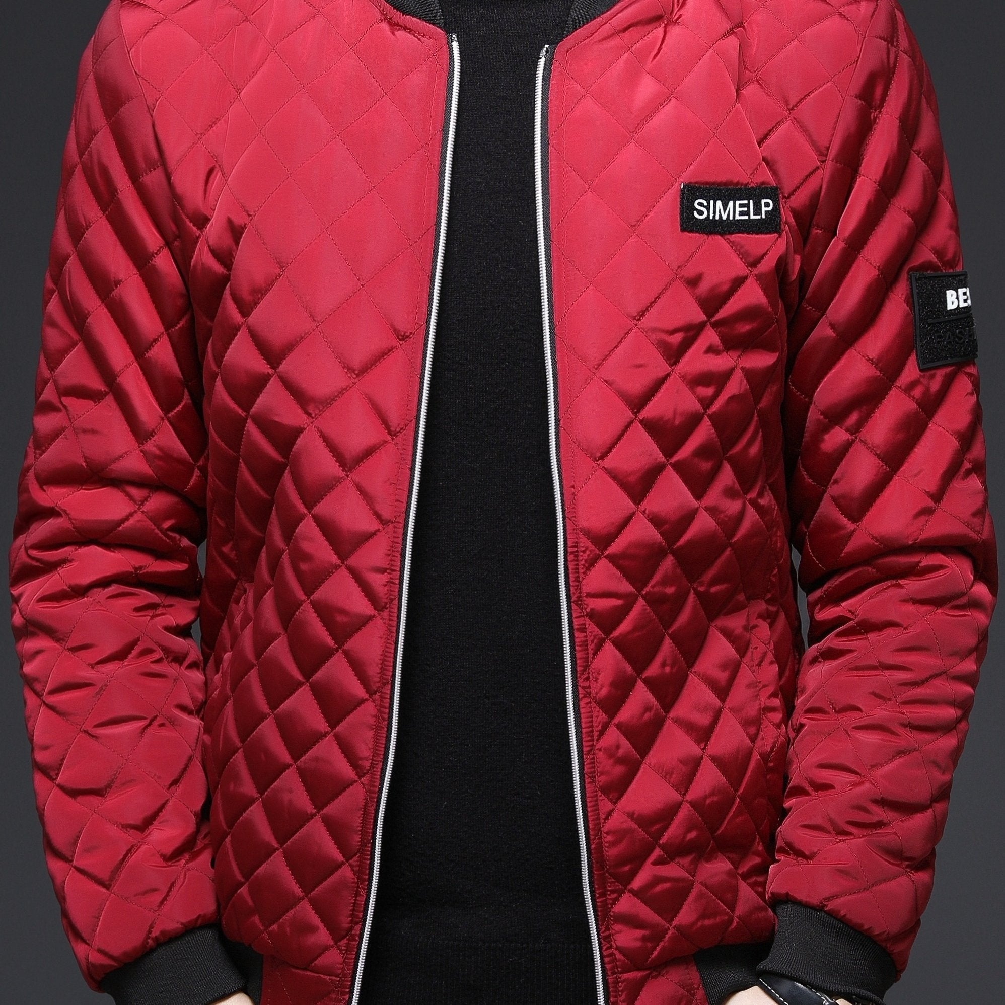 Men's Casual Quilted Zip Up Jacket, Chic Baseball Collar Jacket for Fall Winter - veyora