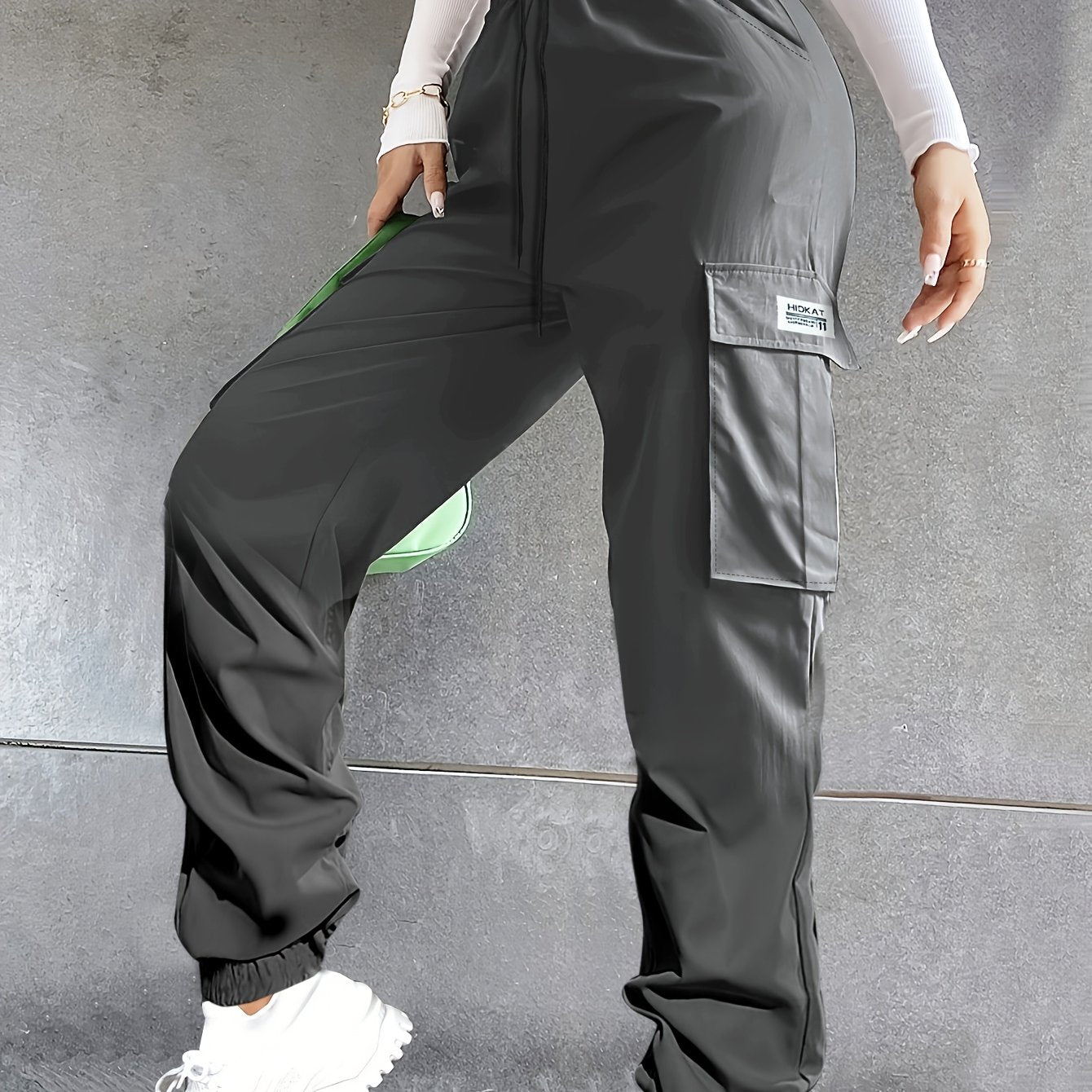 Women'S Lightweight Breathable Solid Color Casual Cargo Pants | Drawstring Waist, Large Pockets, Suitable for Daily Street Wear - veyora