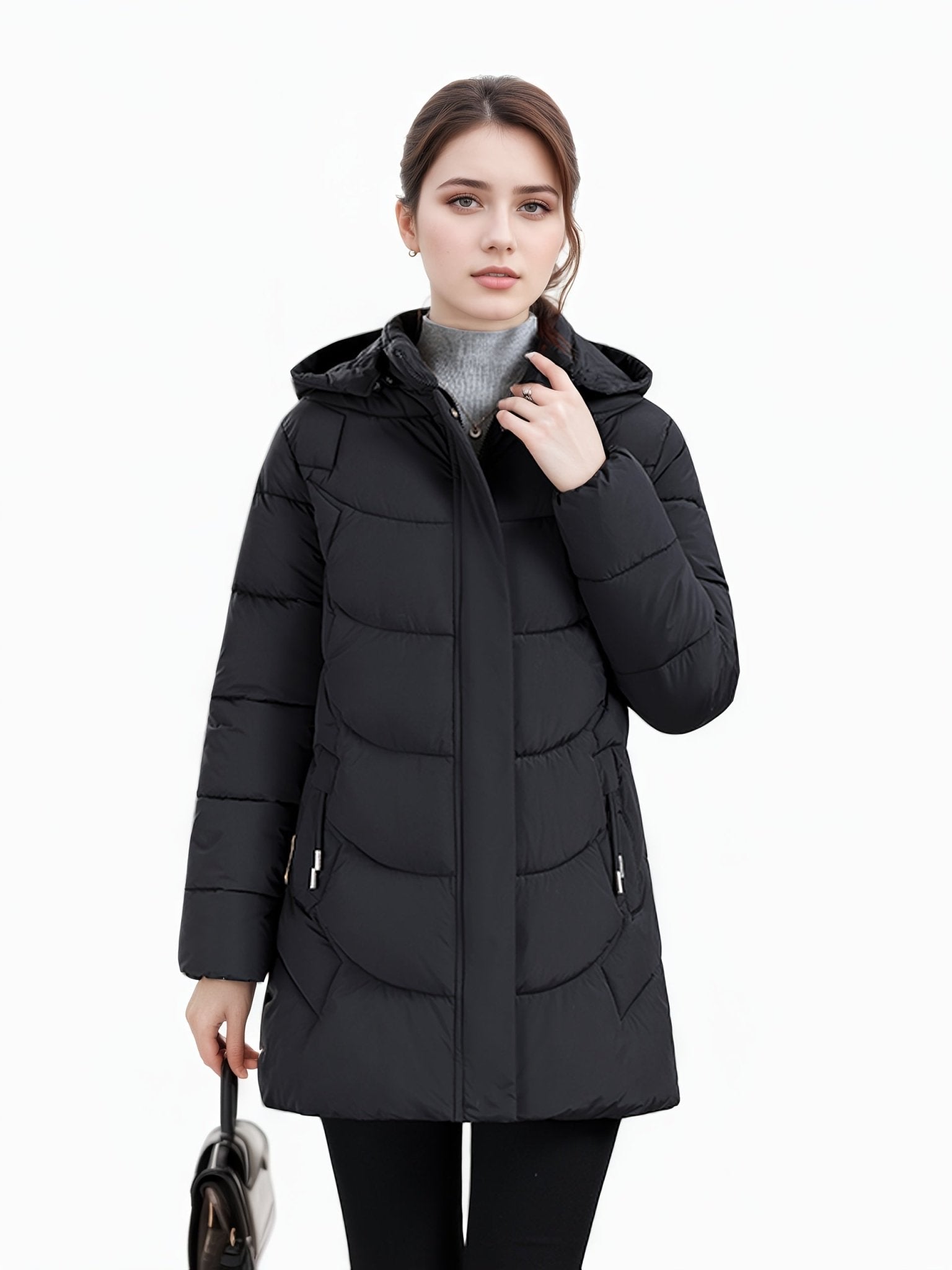 2025 New Women's Autumn/Winter Padded Long Coat, Fashionable Christmas Gift Jacket with Hood - veyora