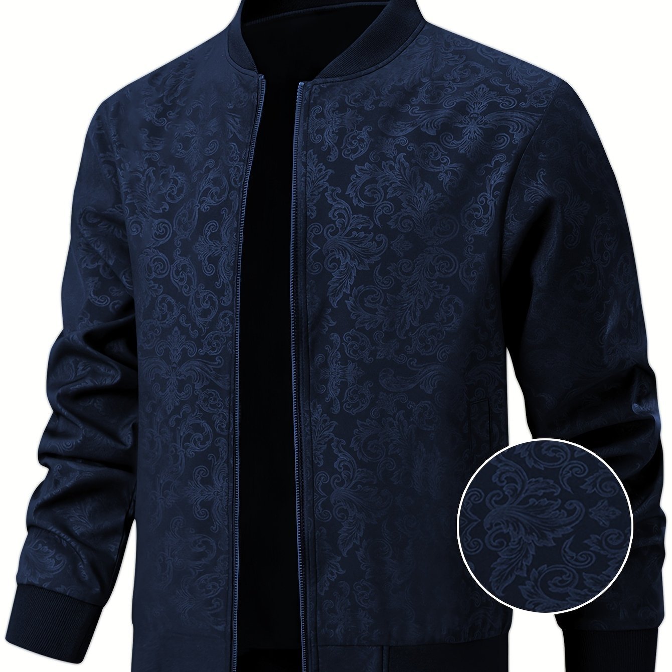 Men'S Casual Pilot Jacket | Phoenix Print Texture with Baseball Collar, 97%, 3% Spandex, Suitable for Spring and Autumn Outdoor Wear - veyora