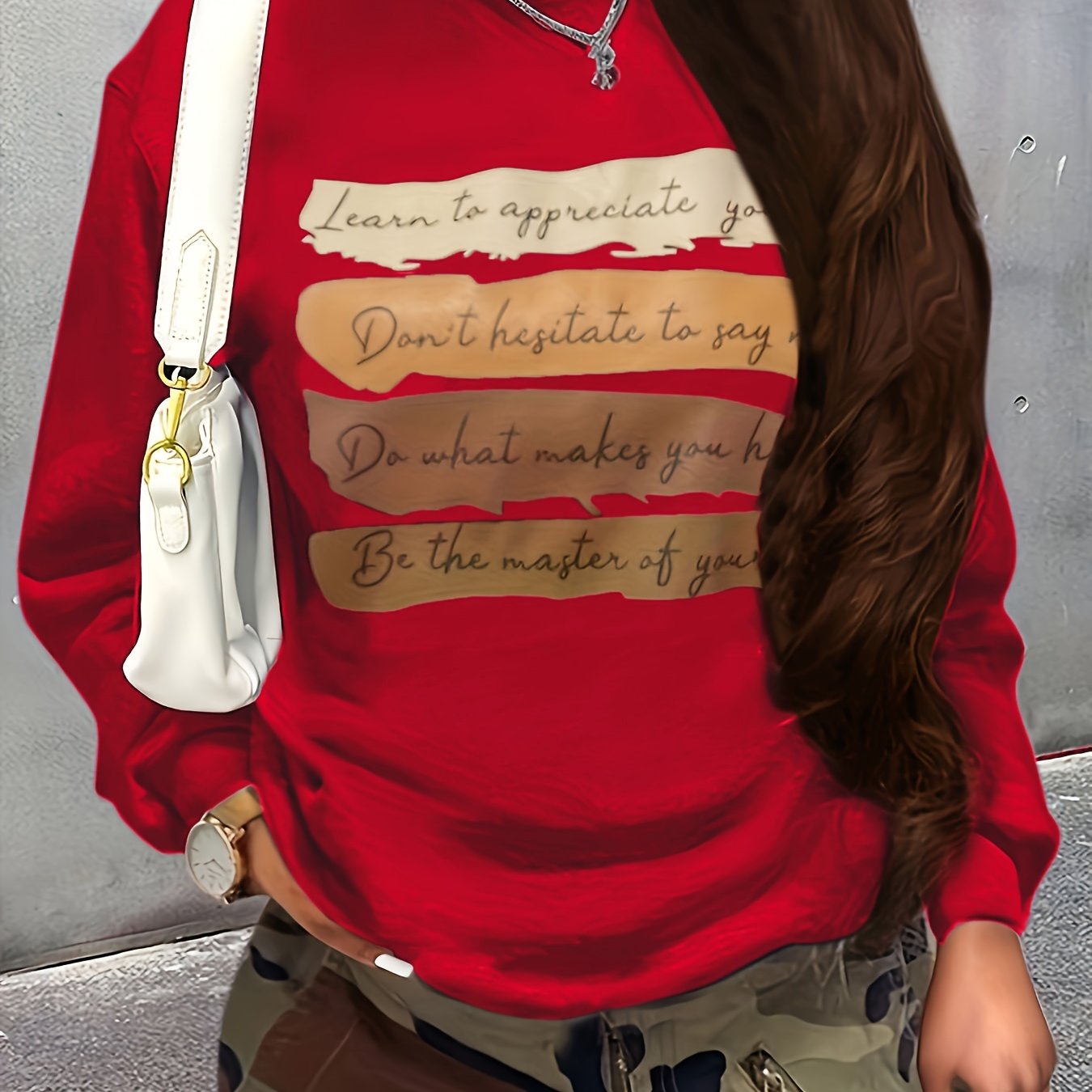 Cross - border Autumn/Winter European and American Women's Printed Long - Sleeve Round - Neck Casual Loose Sweatshirt - veyora