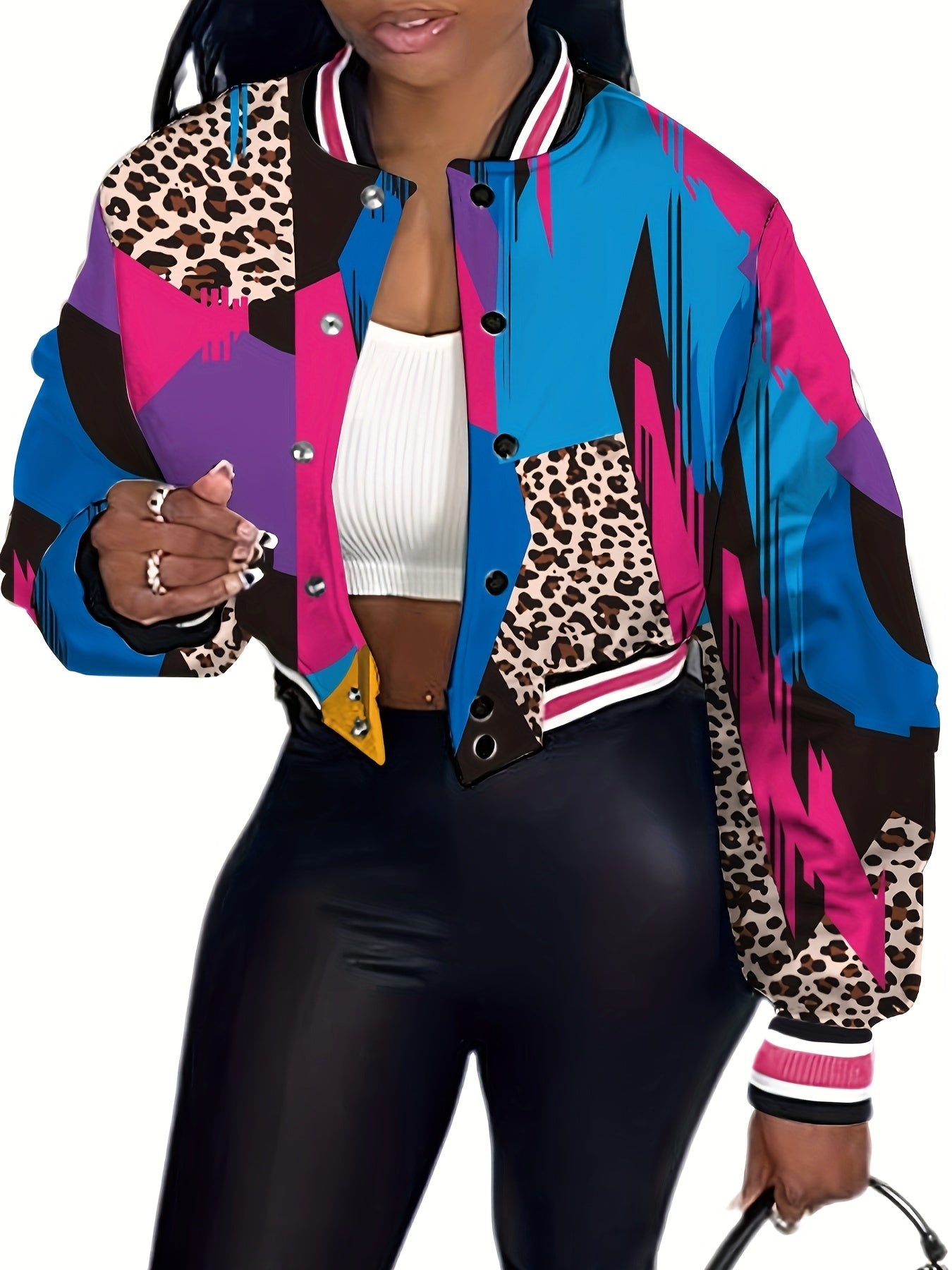  - designed Trendy Patterned Baseball Jacket for Women - veyora