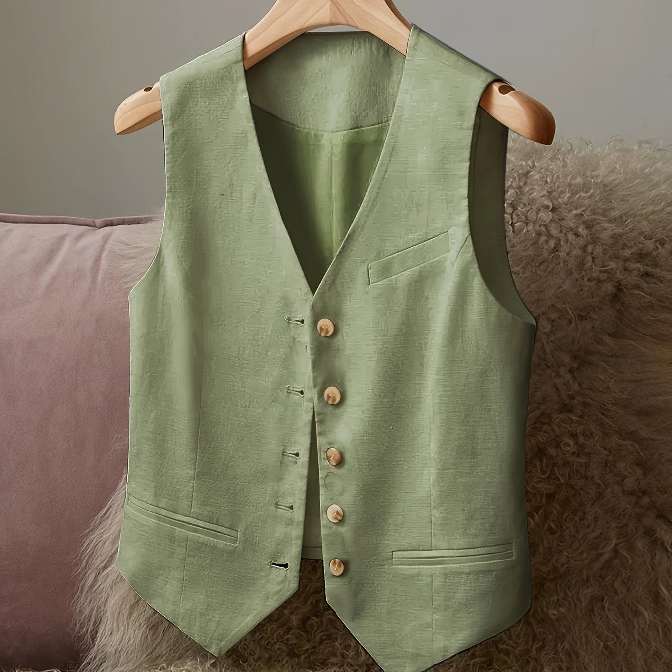 BK040924 Women's Casual Elegant Waist - cinching Jacket Vest Linen - veyora