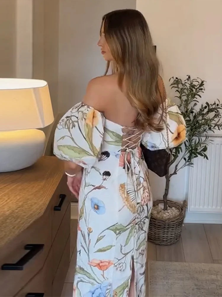 Modern Floral Midi Dress