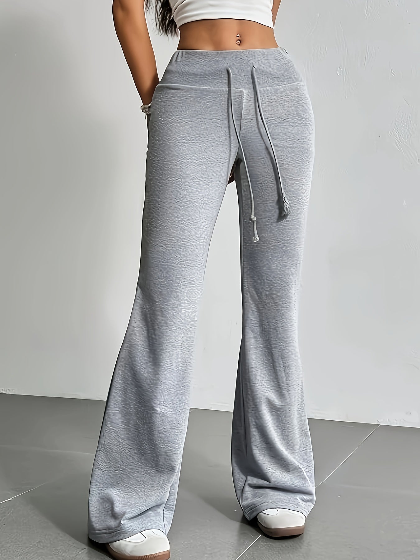 New Women'S Drawstring Waist Flared Pants, Perfect for Outdoor - veyora