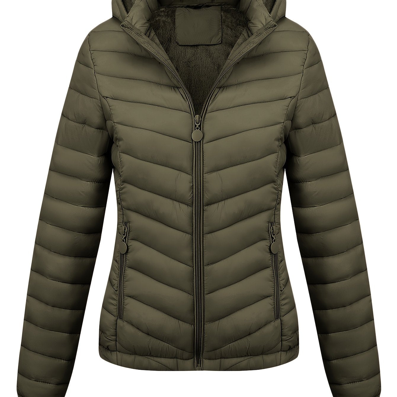 Women's Autumn/Winter Fashion Simple Versatile Lightweight Commuter Hooded Padded Coat with Pockets - veyora