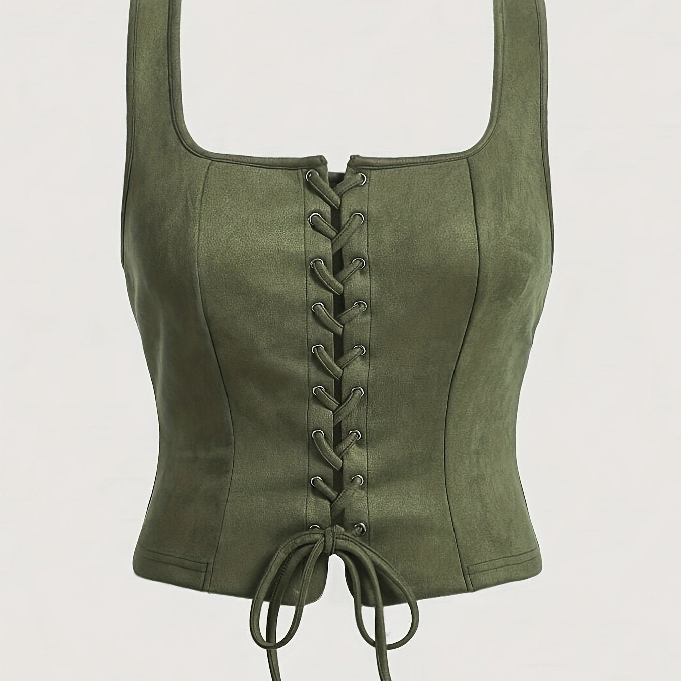 Vintage Elegant Lace - Up Drawstring Top Vest - veyora