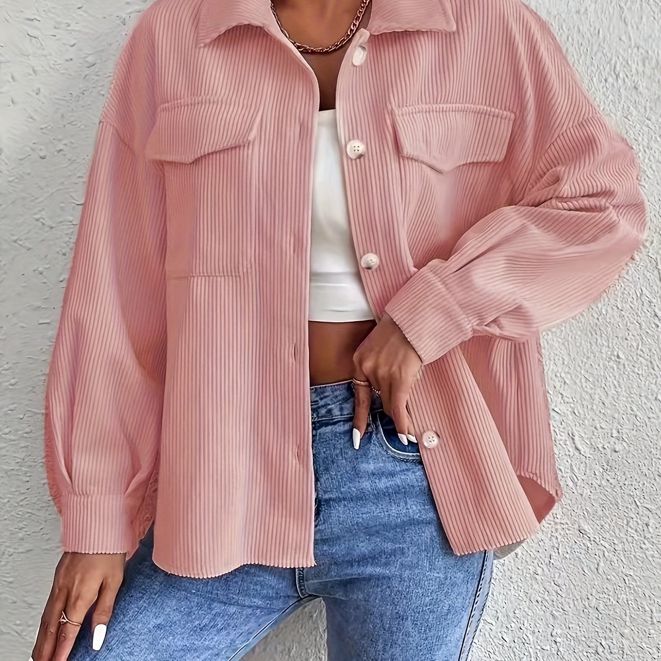 Gavin Oriented European And American Solid Color Pocket Ribbed Casual Jacket - veyora