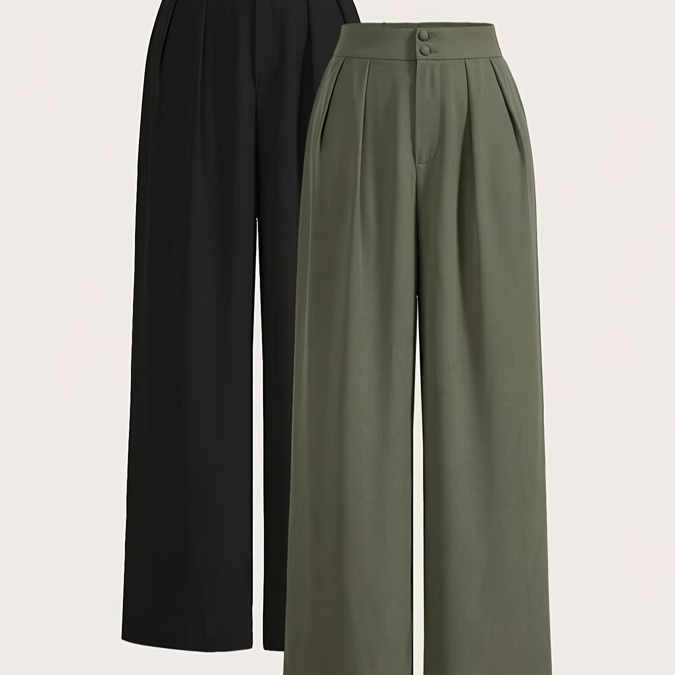 High - Waisted Wide - Leg Pants Two - Piece Set - veyora