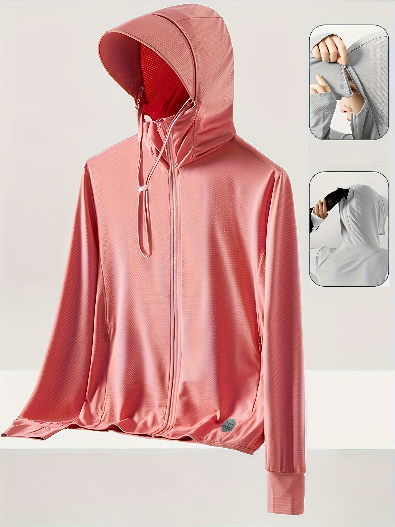 Women'S Lightweight Sun Protection Hooded Jacket - Breathable, Quick-Dry Outerwear with UV Protection, Adjustable Zip-Up for Hiking & Outdoor Activities, Hooded Jacket