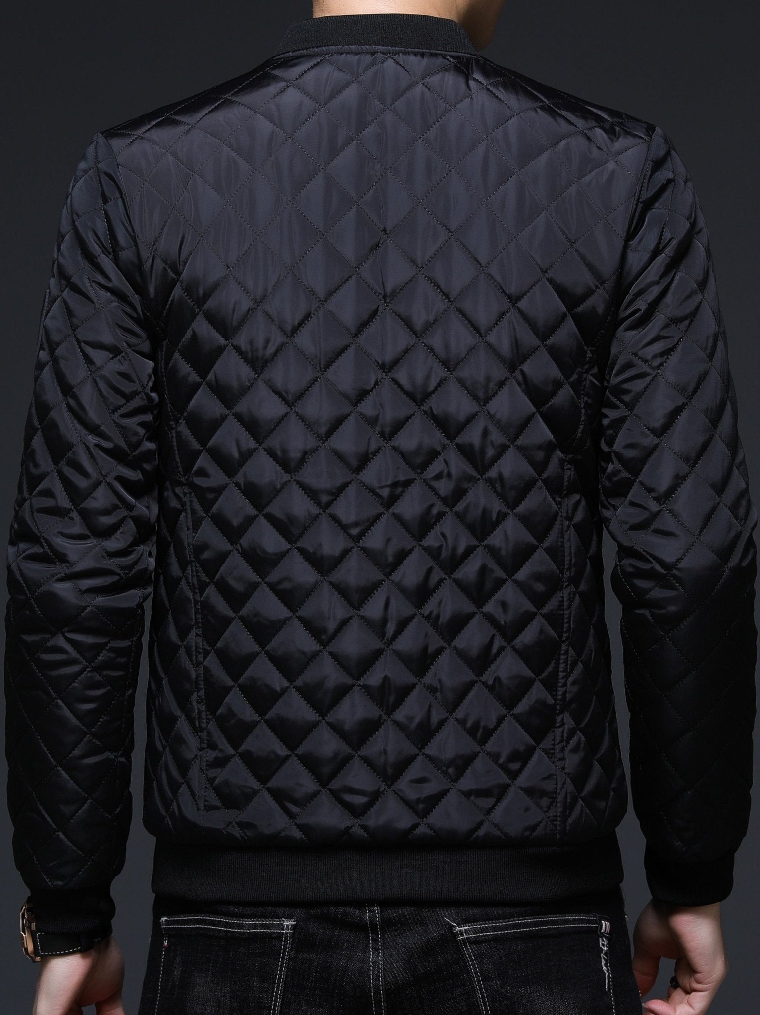 Men's Casual Quilted Zip Up Jacket, Chic Baseball Collar Jacket for Fall Winter - veyora