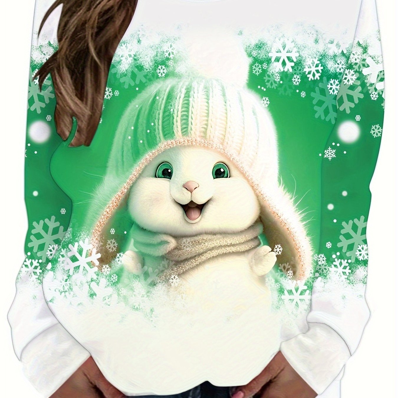 Fashionable Loose - Fitting Sweatshirt with Round Neck And Long Sleeves Featuring Christmas - Themed Prints from Europe And America - veyora