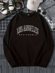 Los Angeles Print Preppy Sweatshirt, Long Sleeve Crew Neck Casual Sweatshirt For Winter & Fall, Women's Clothing - veyora