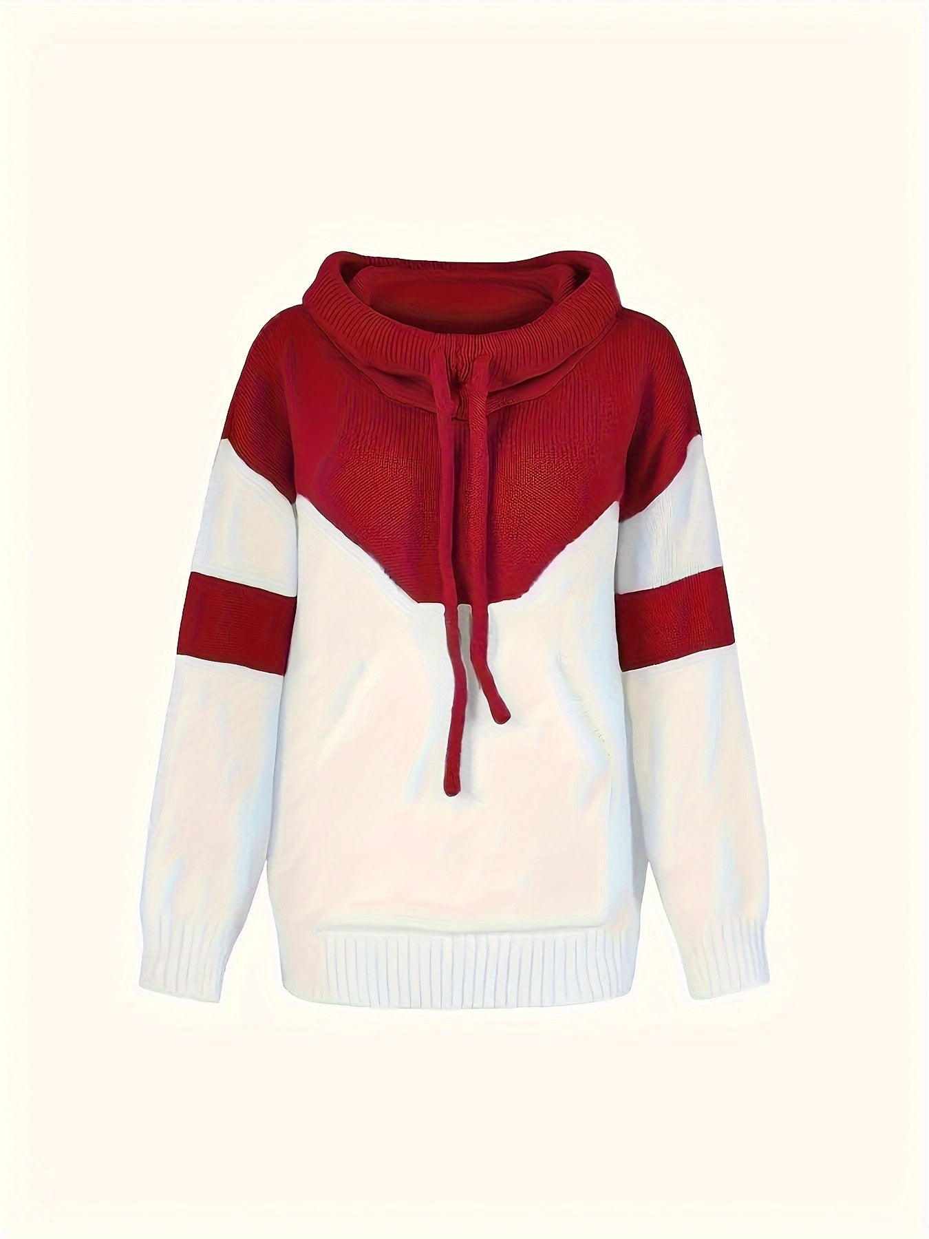 New Trendy Women'S Clothing Featuring Stylish And Elegant Designs, Including a Casual Patchwork Hoodie with Drawstring Pockets And a Color - Blocking Style for Warmth - veyora