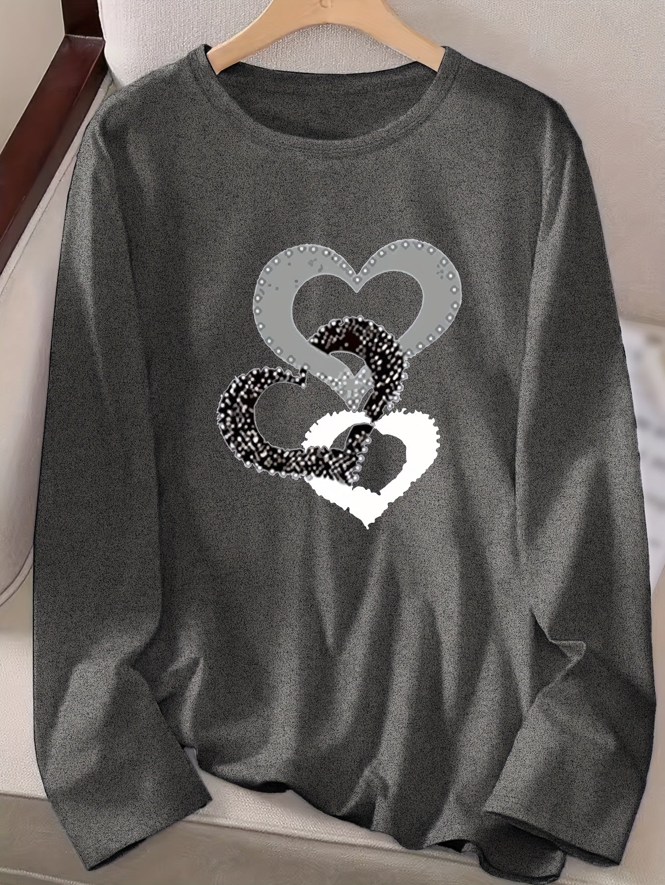 Three Heart Long - Sleeved T-Shirts - veyora