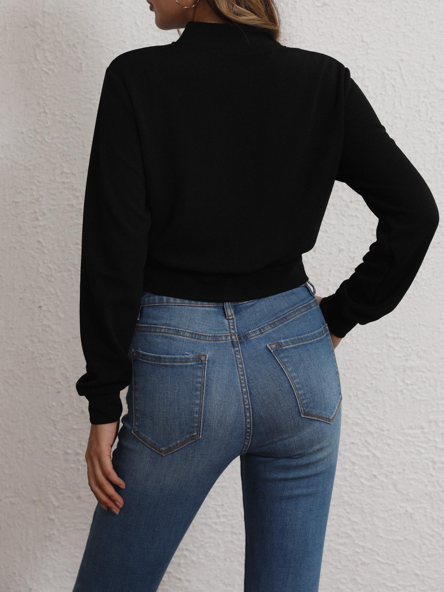 Solid Zipper Front Simple Jacket, Versatile Long Sleeve Jacket For Spring & Fall, Women's Clothing - veyora