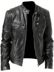 2023 Autumn/Winter New Style Zipper Cardigan Multi - Pocket Small Stand - Up Collar Slim - Fit Motorcycle Jacket Plus Size Men's Coat - veyora