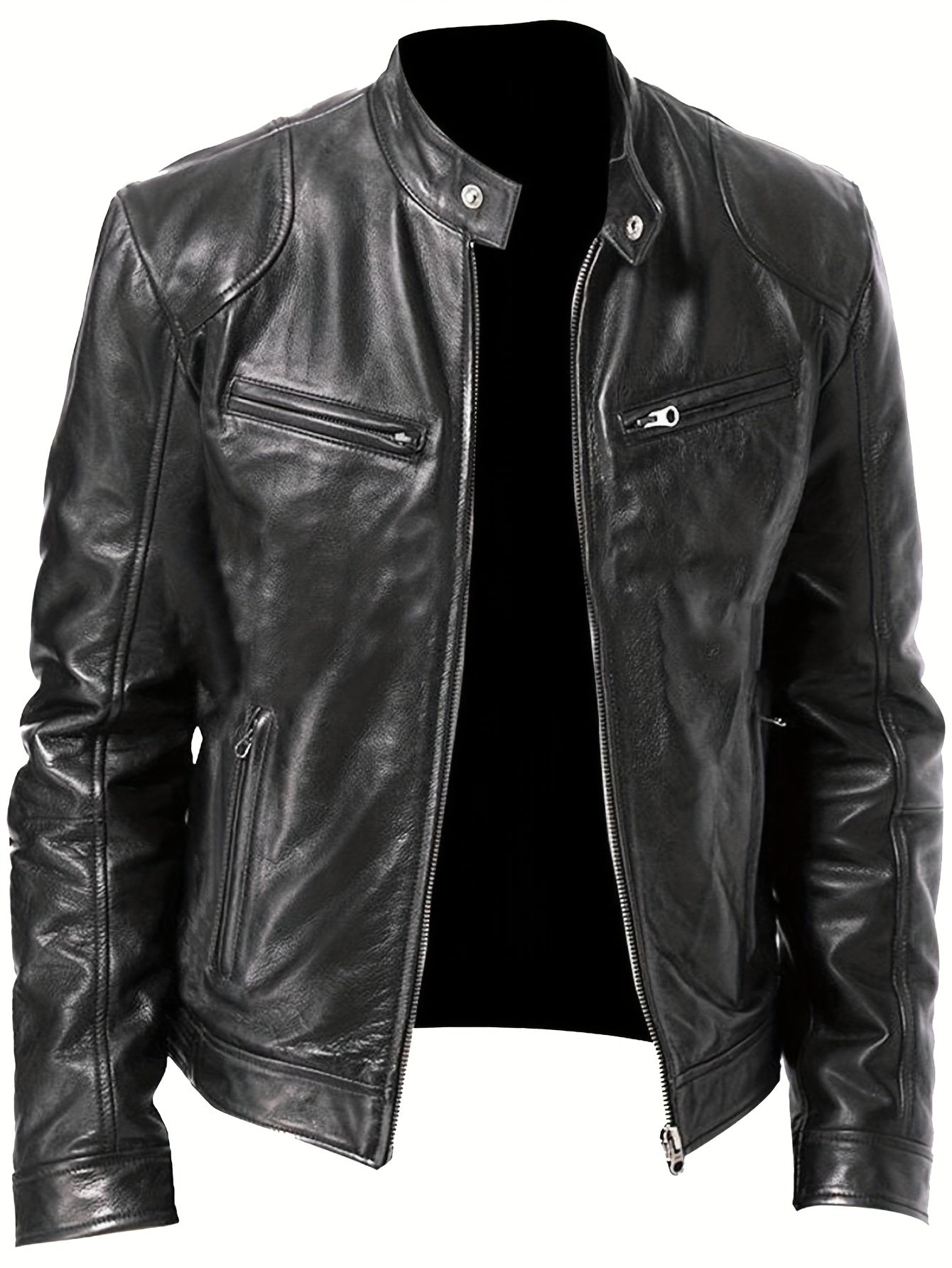 2023 Autumn/Winter New Style Zipper Cardigan Multi - Pocket Small Stand - Up Collar Slim - Fit Motorcycle Jacket Plus Size Men's Coat - veyora