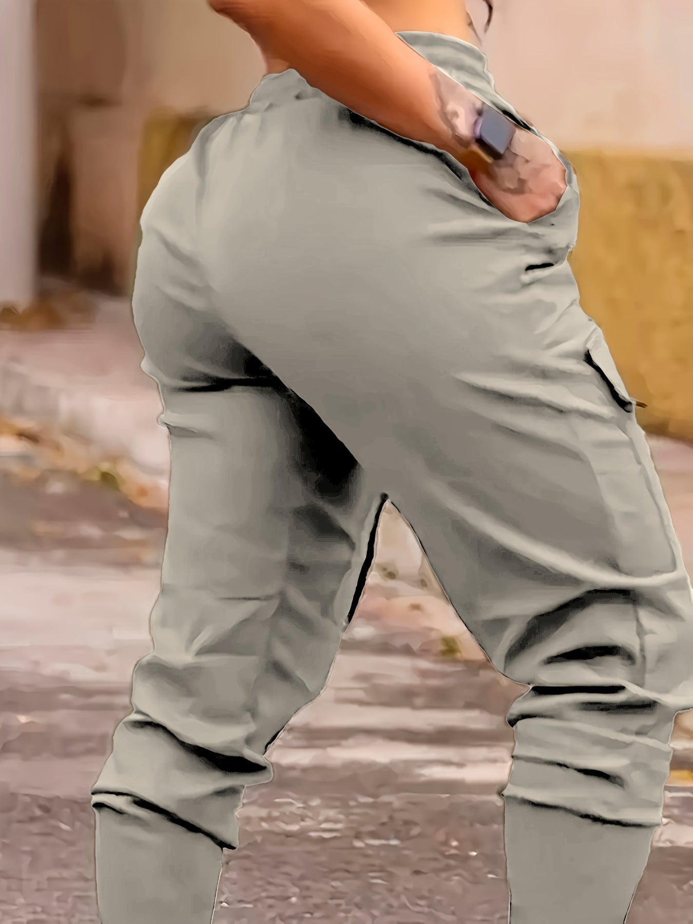 Flap Pockets Jogger Pants, Casual Drawstring Cargo Pants For Every Day, Women's Clothing - veyora