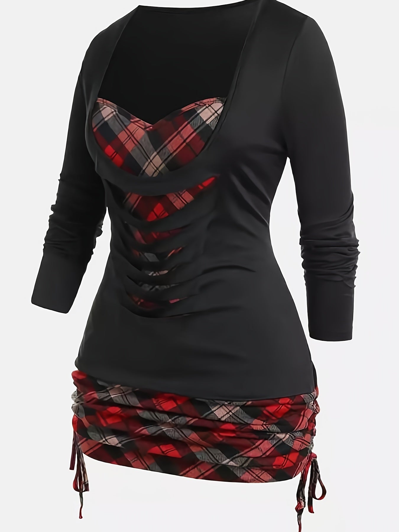 2022 Autumn/Winter New Arrival Women's Printed Faux 2pcs Long Sleeve T-Shirt for Cross - Border Independent Stores - veyora