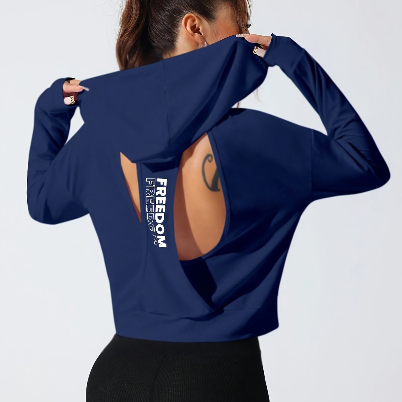 American - style Versatile Sporty Hooded Long - sleeve Top - veyora