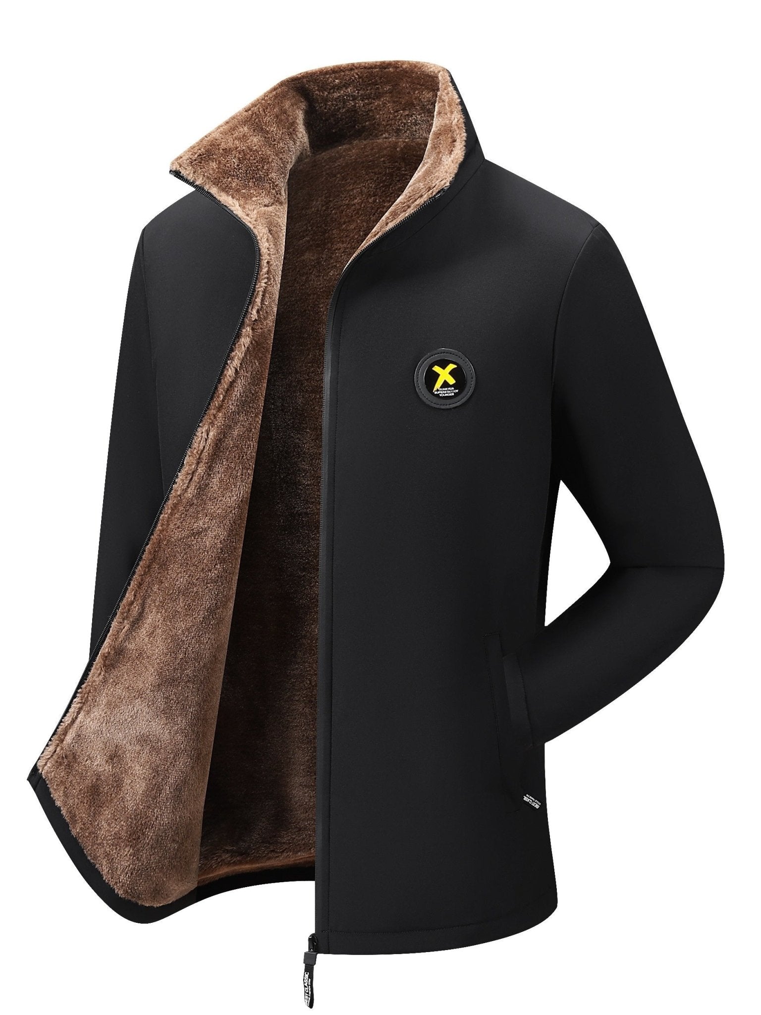 Men's New Stand - up Collar Casual Autumn and Winter Jacket Jacket Men's Velvet Padded Warm Fashion Winter Clothes - padded Jacket - veyora