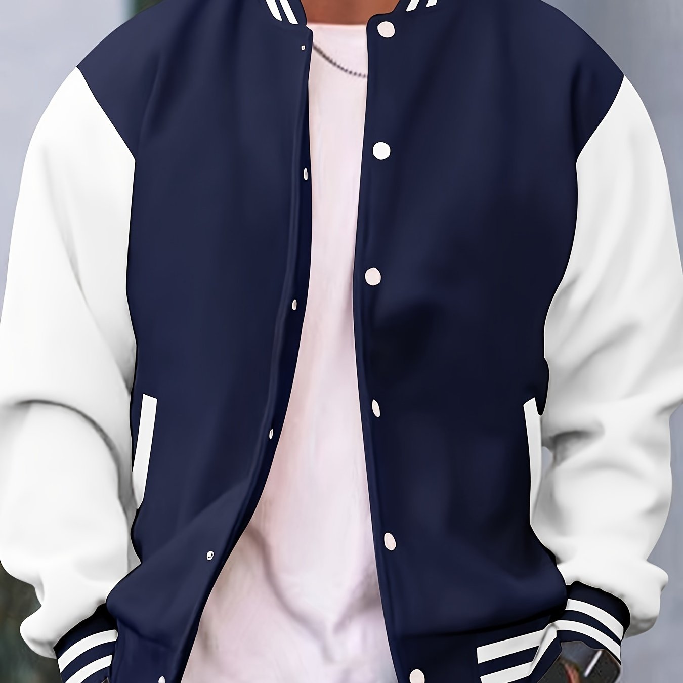Men's Casual School Team Jacket, Spring and Autumn Fashion Button Baseball Collar Jacket - veyora