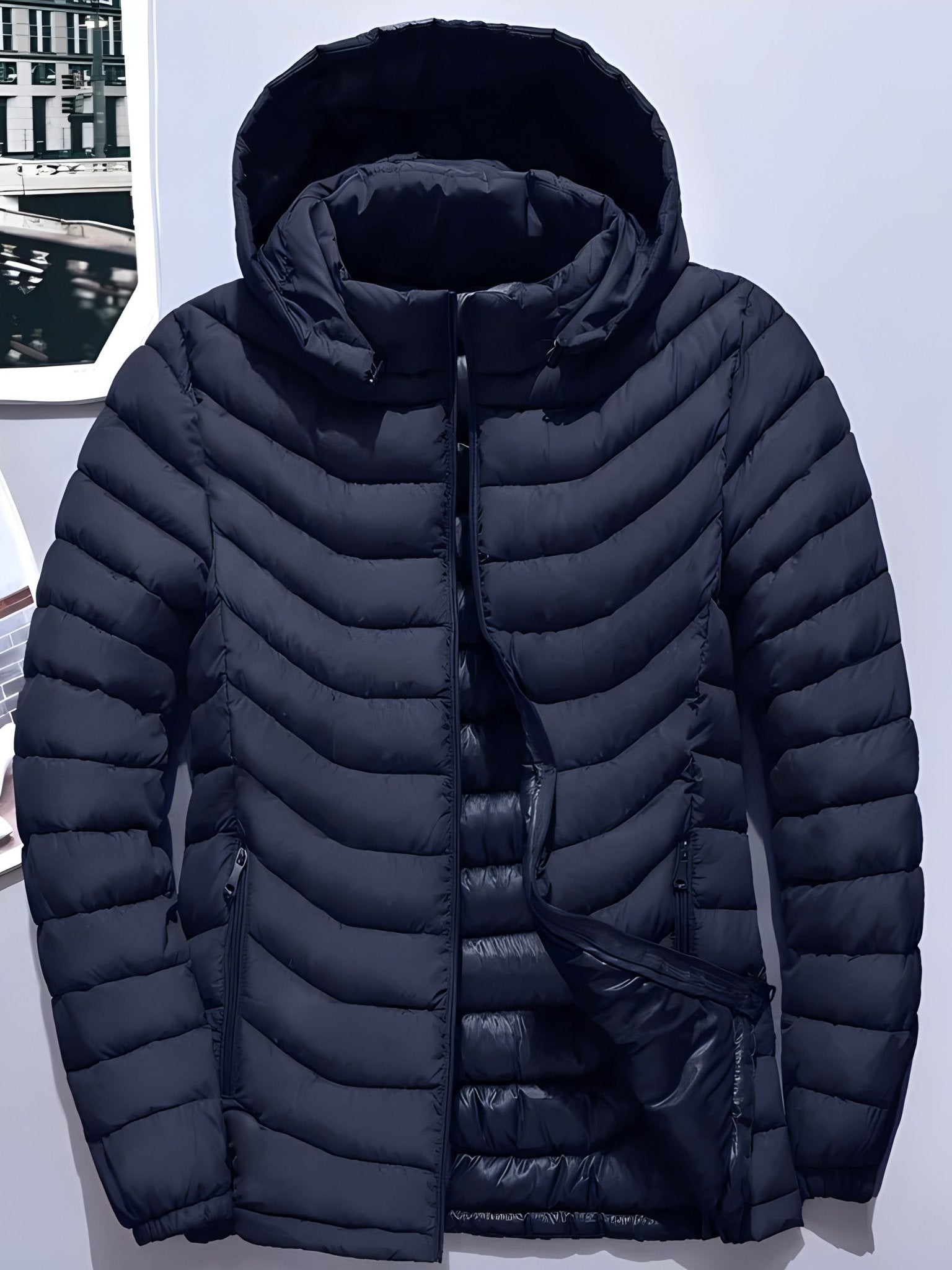 Men's Hooded Winter Coat Warm Jacket Coat with Removable Hood, Men Casual Padded Coat Windbreaker Zipper Pocket for Men Winter - veyora