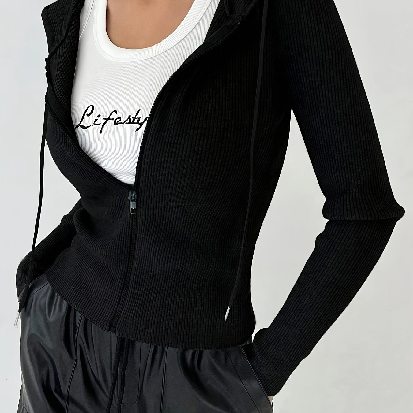 Women'S Fitted Solid Color Long Sleeve Casual Jacket with a Hood - veyora