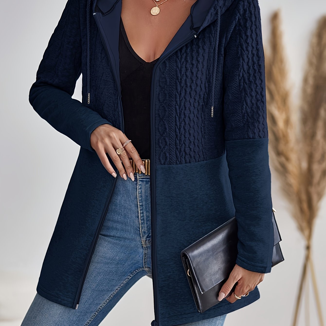 Stylish Casual Women's Gray Hooded Cardigan - veyora