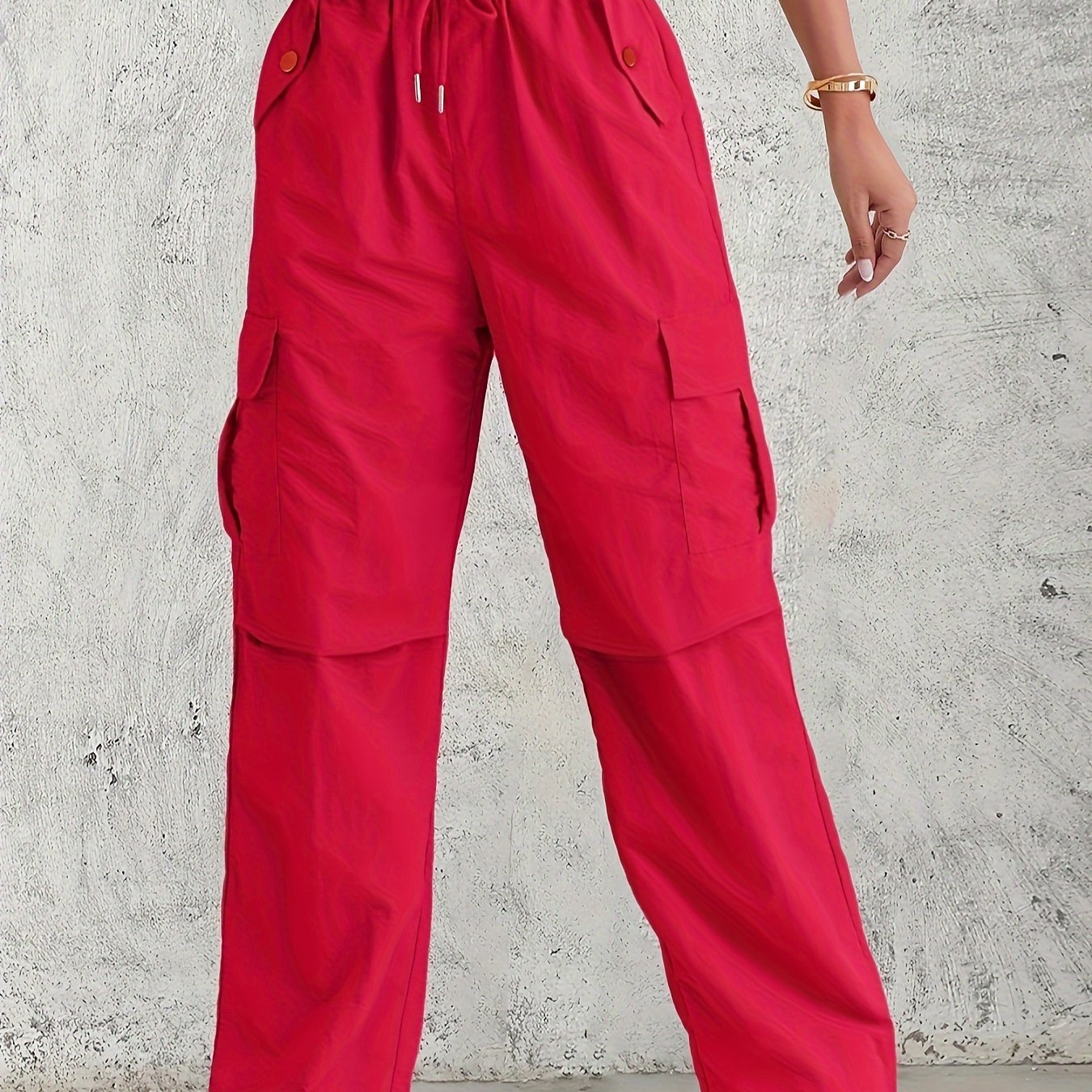 American - style Quick - Dry Drawstring Cargo Pants for Women, Wide - Leg Casual Pants, Breathable Lightweight Fabric Straight - Leg Trousers - veyora