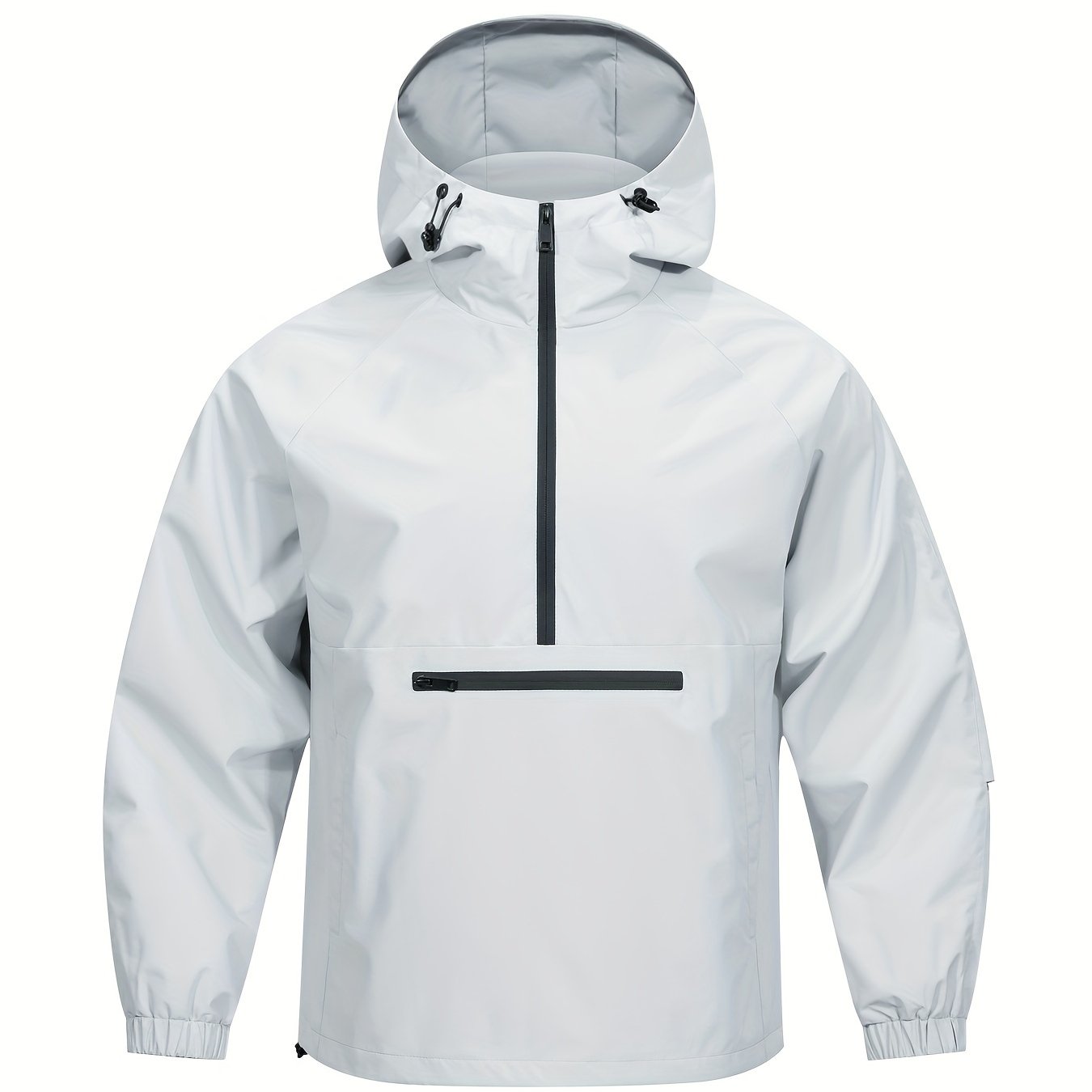 Men'S Windbreaker Jacket, Polyester 100% Solid Color, Hooded Zip - Up Sports Pullover, Long Sleeve, Regular Fit, Spring/Fall Season, Non - Stretch Woven Fabric, 135g/m² Weight, 75g/m² Lining - veyora
