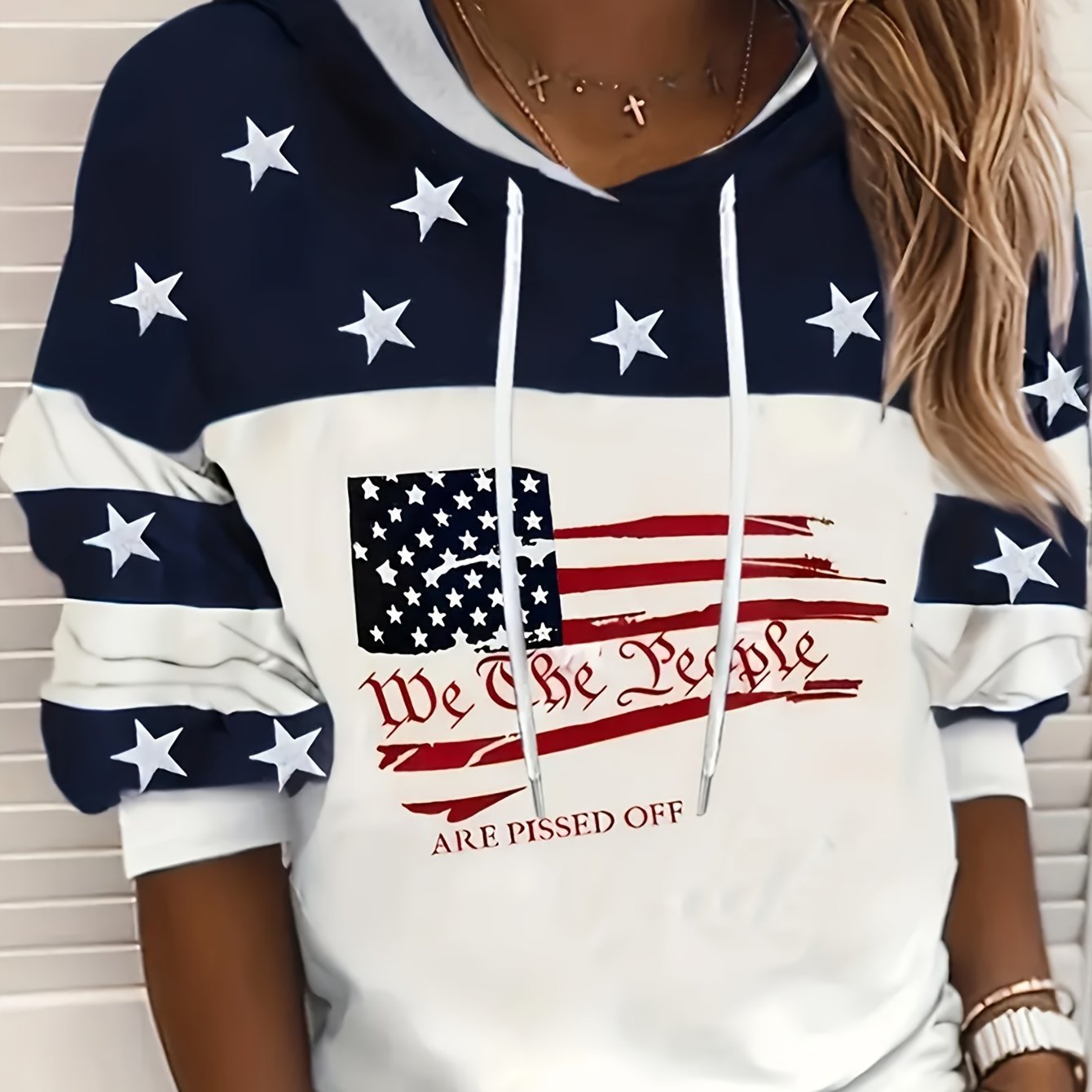 European and American Round Neck Flag Print Casual Women's Long Sleeve Sweatshirt - veyora
