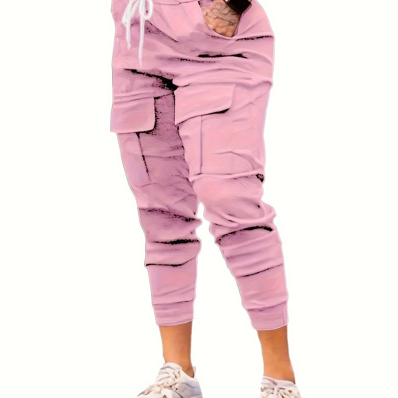 Flap Pockets Jogger Pants, Casual Drawstring Cargo Pants For Every Day, Women's Clothing - veyora