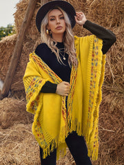 Elegant Fabric Comfortable High - Elastic Soft Hooded Yellow Fringe Cape for Chinese New Year - veyora