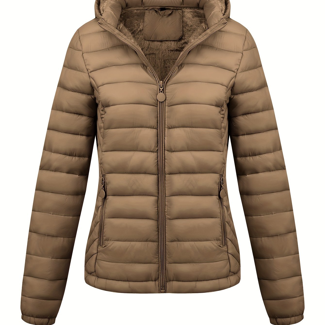 Women's Autumn/Winter Simple Lightweight Hooded Commuter Padded Coat with Pockets - veyora