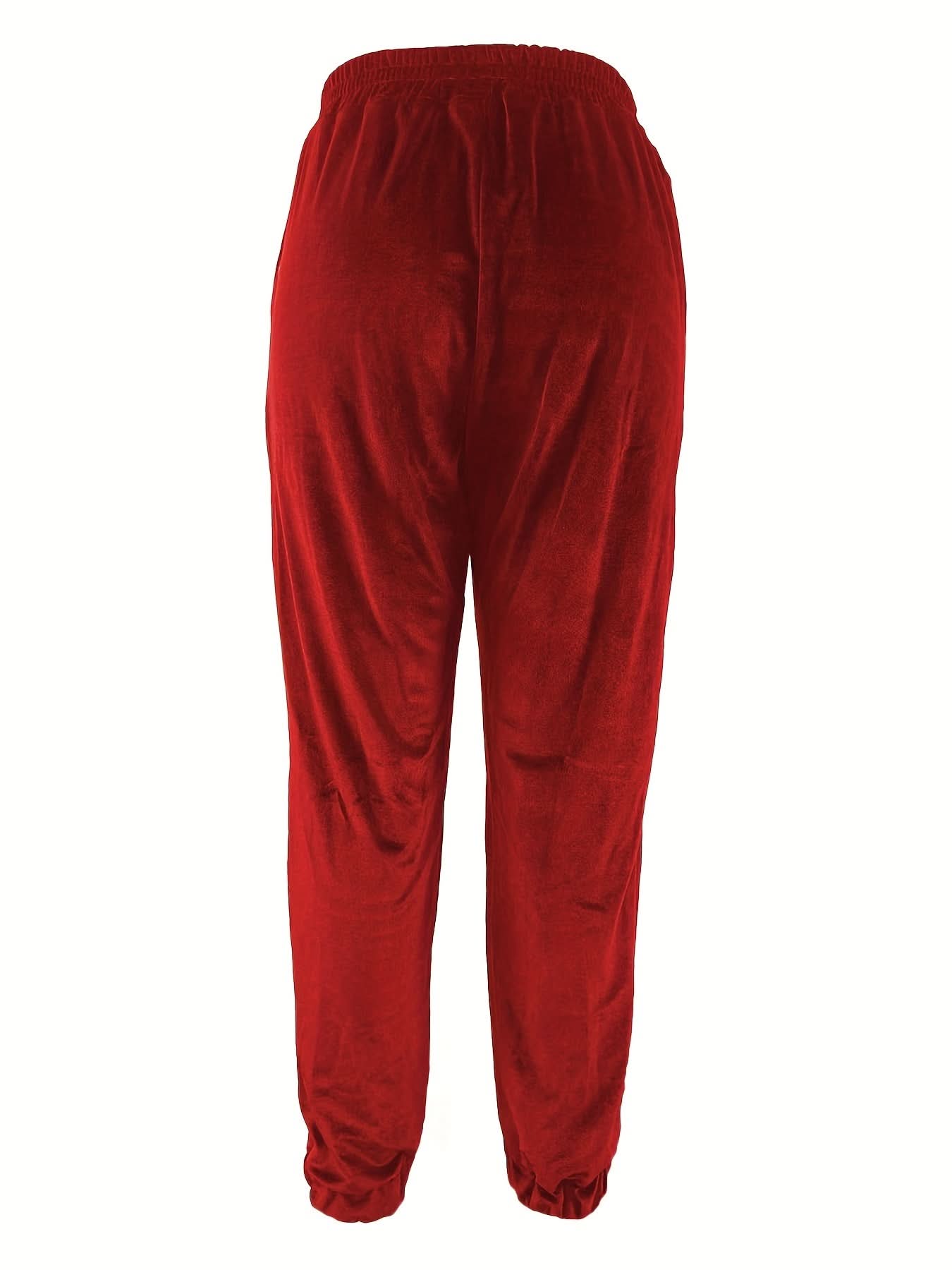 Solid Slant Pockets Pants, Casual Elastic Waist Pants For Spring & Fall, Women's Clothing - veyora