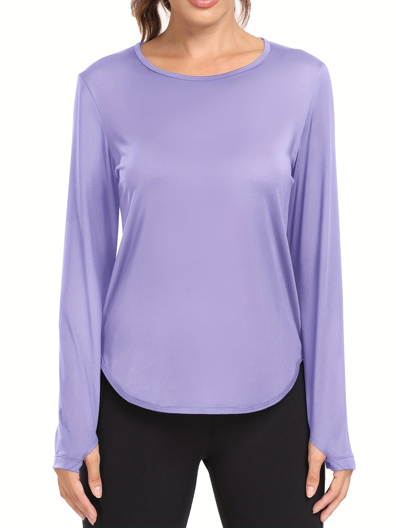 Womens Long Sleeve T-Shirt - Ultra-Lightweight, Breathable, Fashionable Sports Top with Thumb Holes Design - Provides Superior Sun Protection for Yoga, Running, and Outdoor Activities