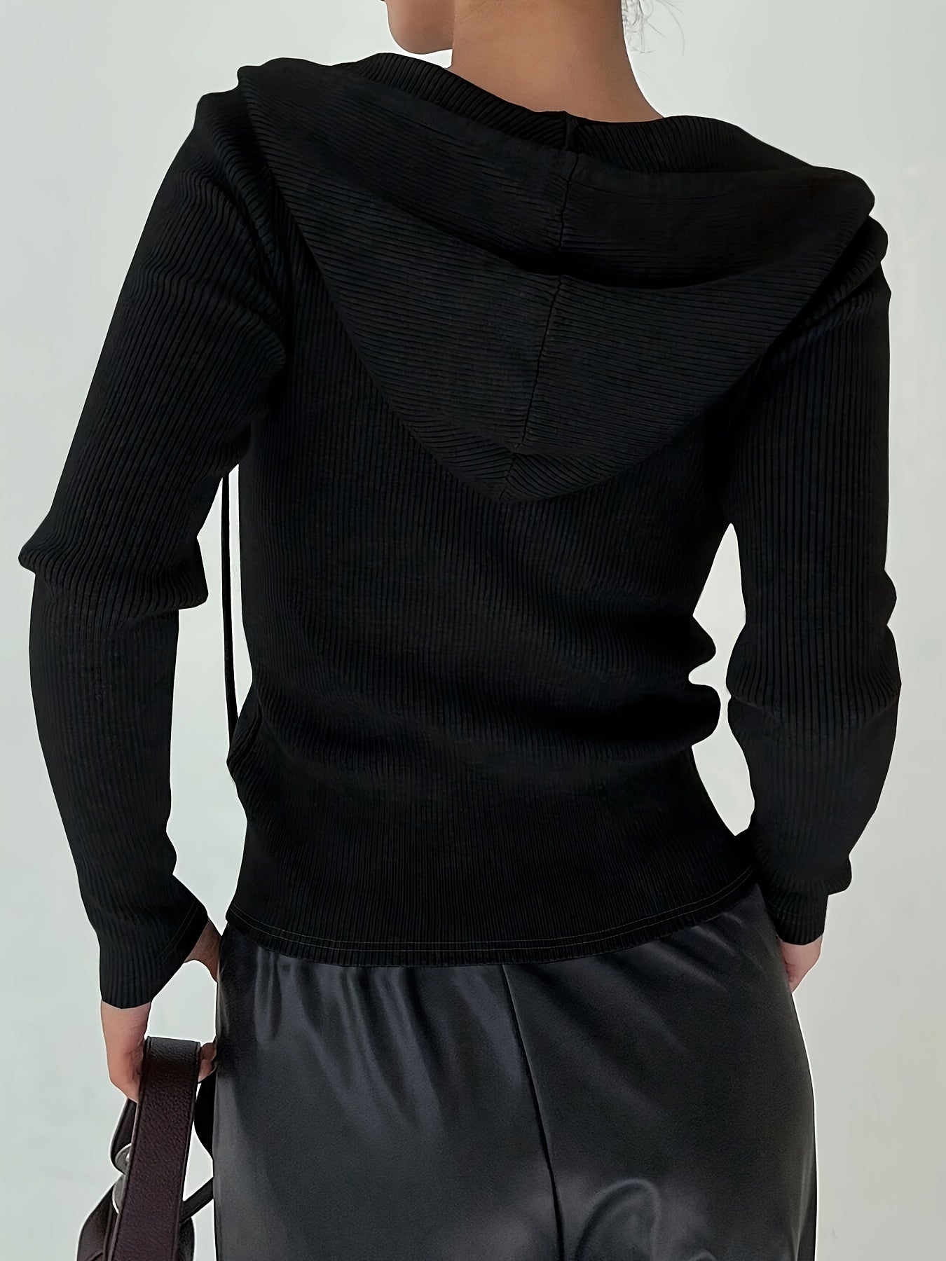 Women'S Fitted Solid Color Long Sleeve Casual Jacket with a Hood - veyora