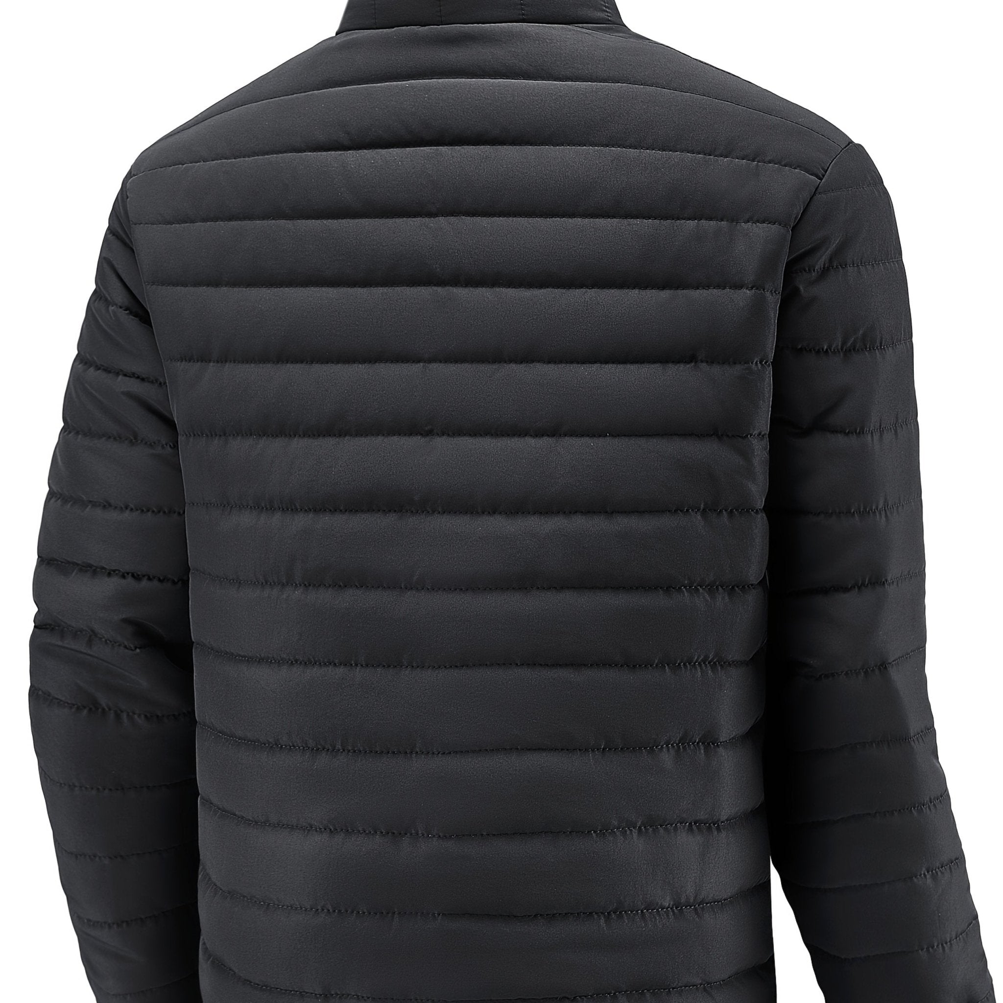 Men's Winter Lightweight Stylish Padded Coat, Slim Fit Stand Collar Warm Jacket, Men's Plus Size Padded Jacket - veyora