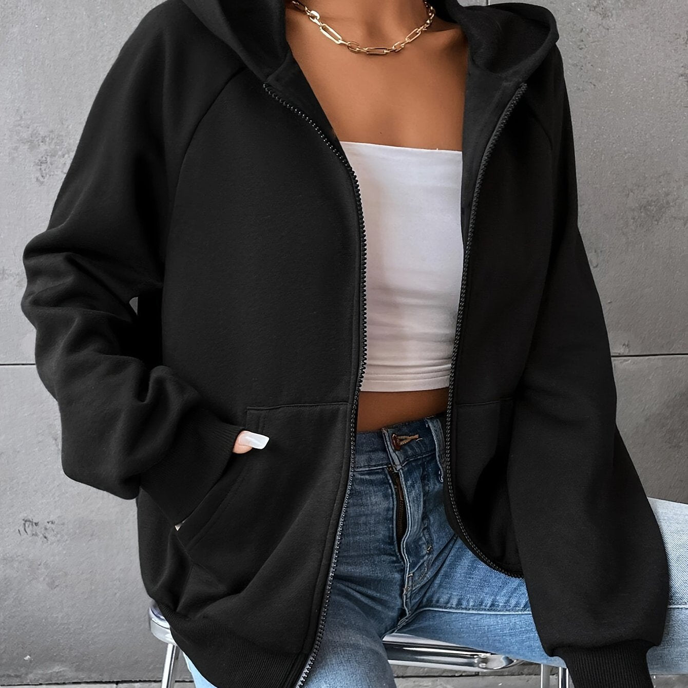 European And American Fashion Trend Zip - Up Hooded Jacket - veyora