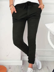 Women'S Fashion Casual Drawstring Skinny Pants | Elastic, Long Length, Solid Color for Spring/Fall - veyora