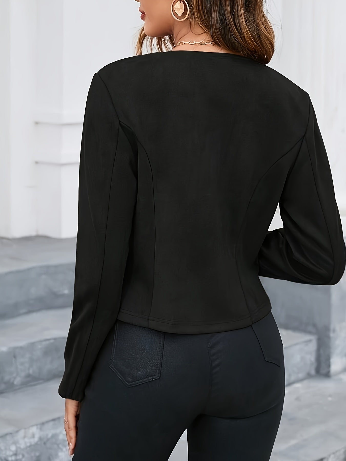 Elegant Solid Color Casual Jacket for Women - veyora