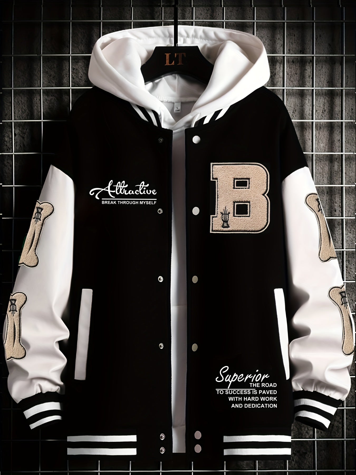 Men's Letter B Casual Street Multi - Pattern Jacket - veyora
