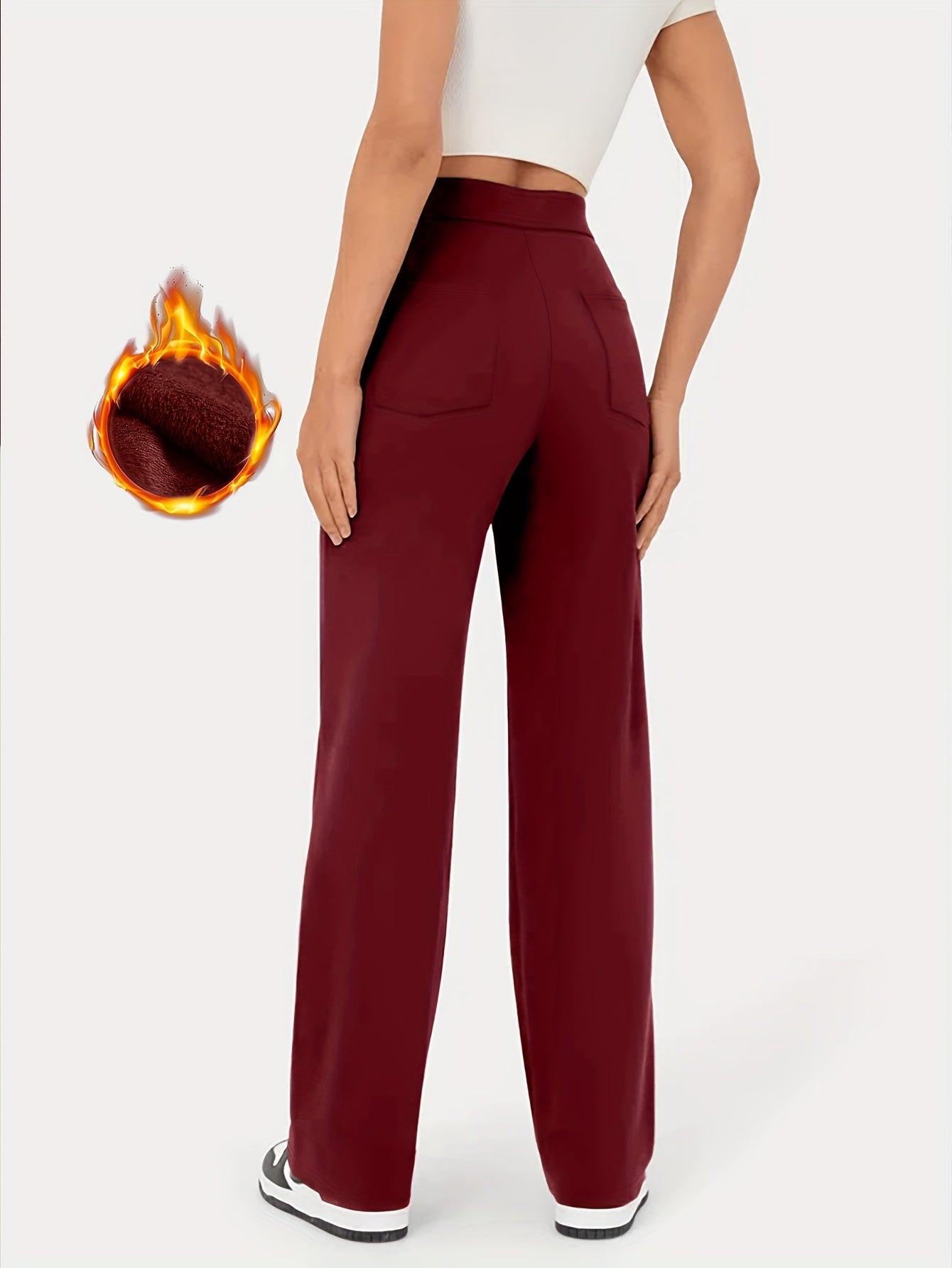 High - Waisted Solid Color Buttoned Straight - Leg Pants for Women'S And Leisure with Multiple Pockets - veyora