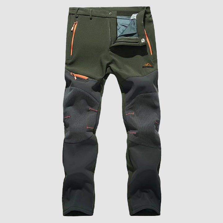Men's Fleece-Lined Softshell Pants, Water-Resistant for Outdoors