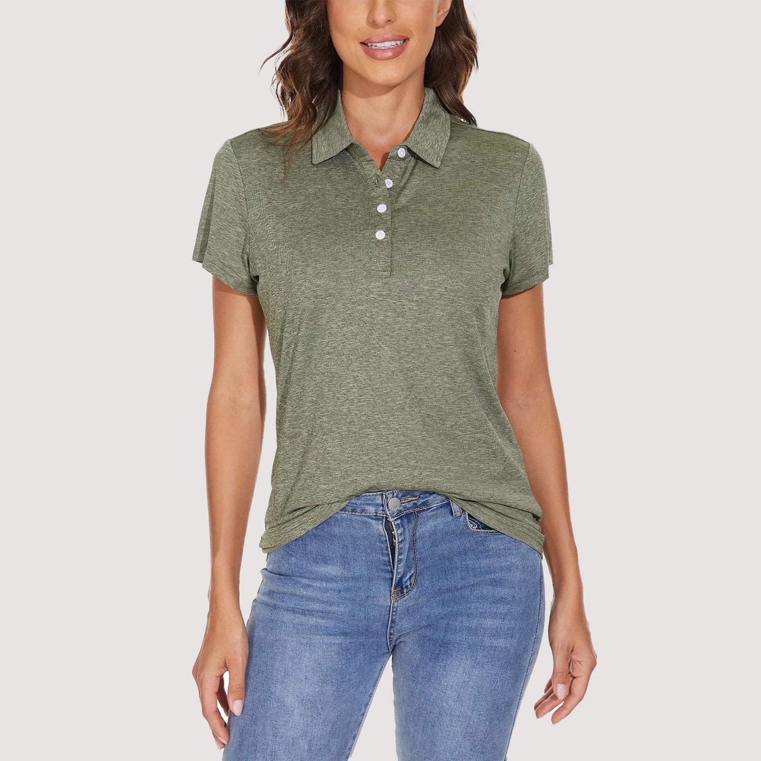 Women's Moisture-Wicking 4-Button Polo T-Shirt
