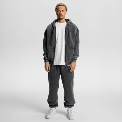 Loose Fit Washed Zip Up Hoodie