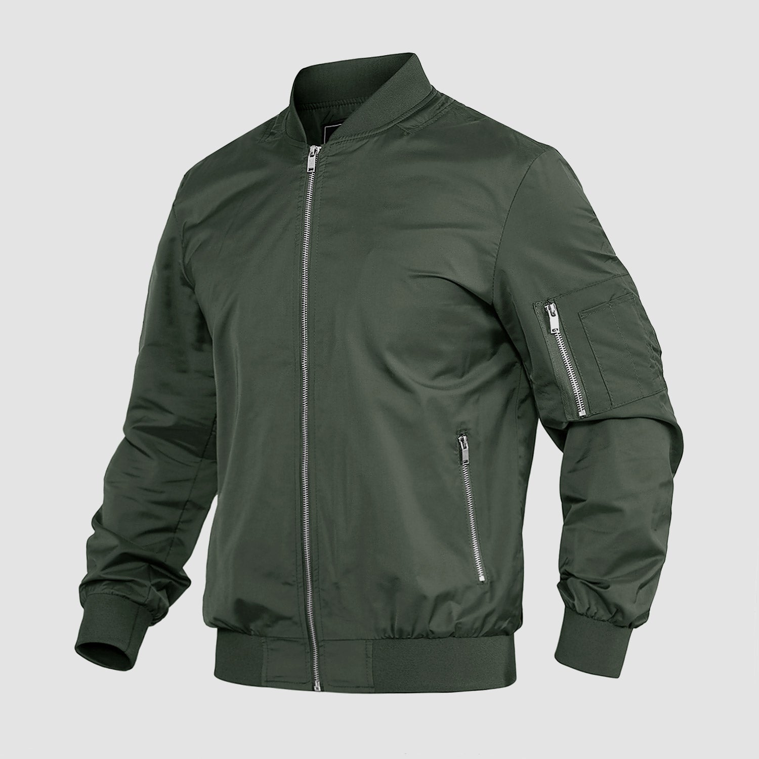Men's Lightweight Zip-Up Bomber Jacket - Casual Windbreaker