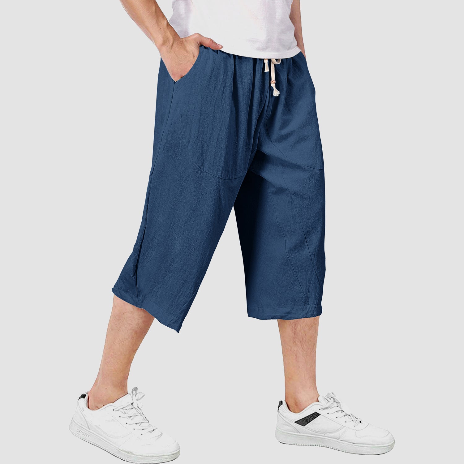 Men's Capri Shorts Linen Casual Yoga Shorts
